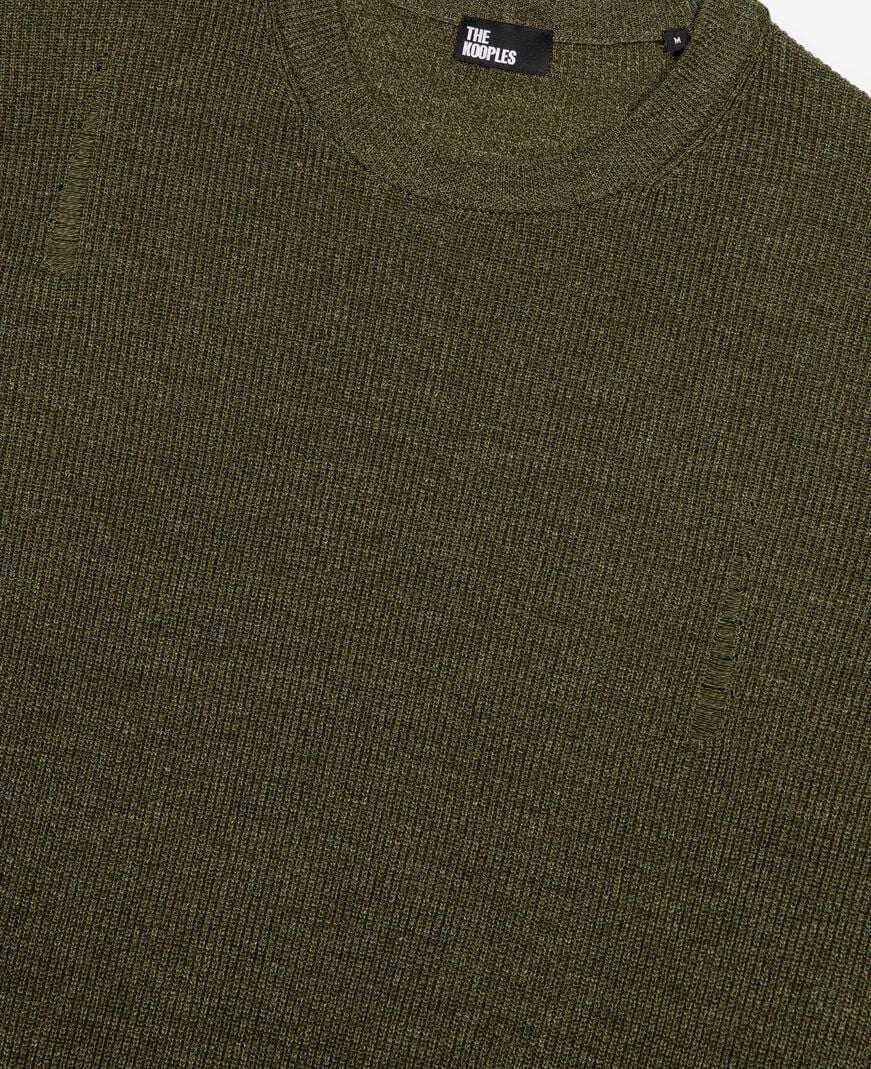 The Kooples H OLIVE KAKI khaki wool and linen sweater