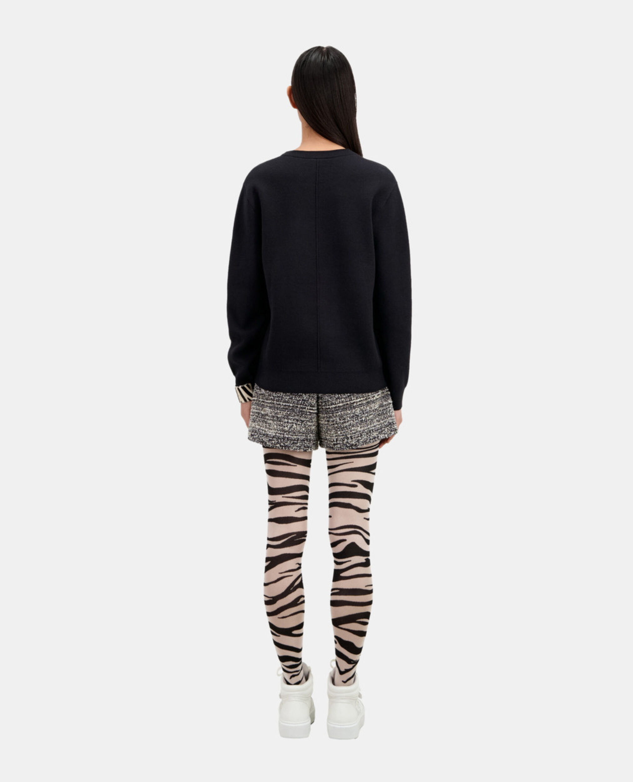 Dagger through heart black jumper with stars, BLACK WHITE, hi-res image number null