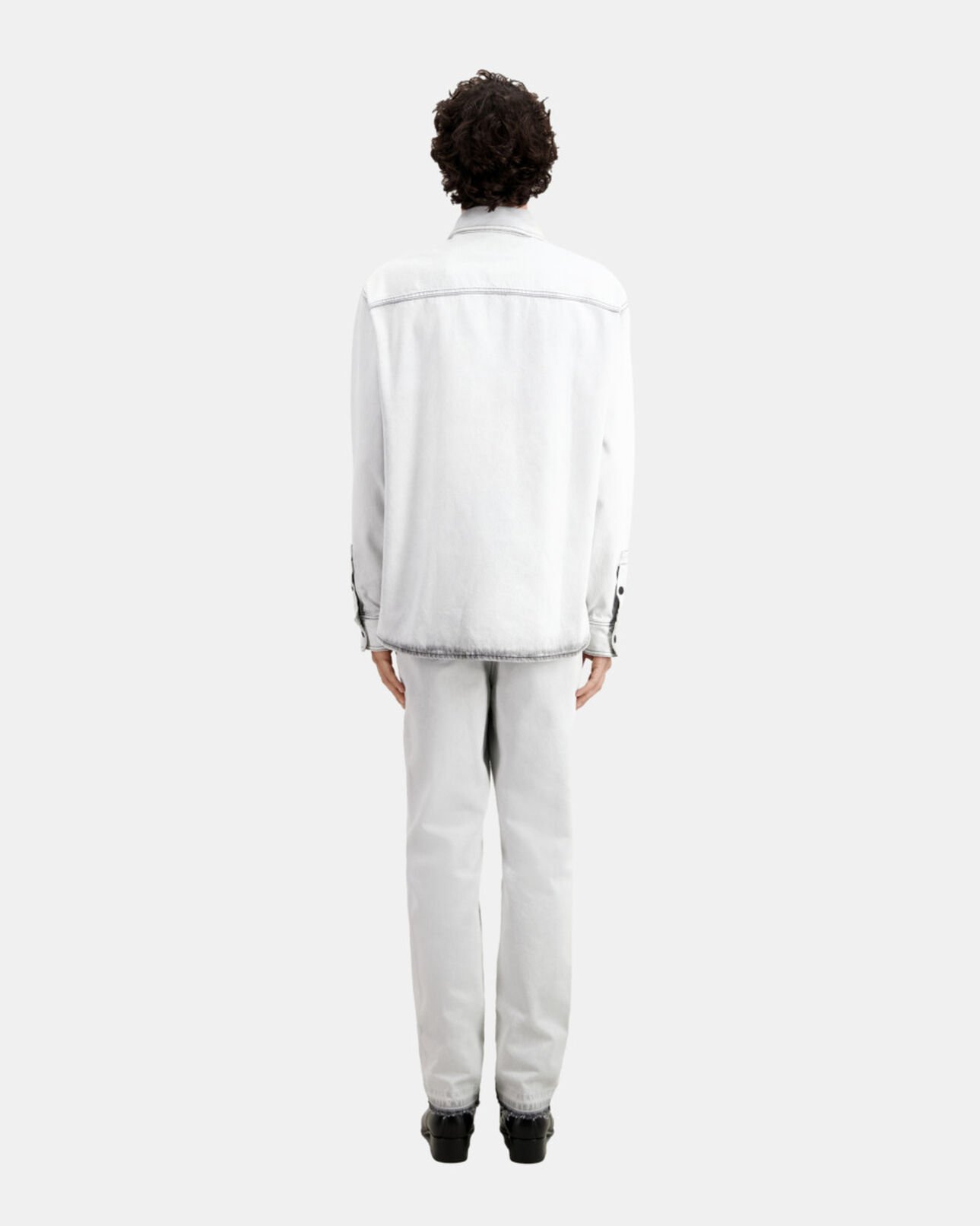 The Kooples MEN WHITE BLEACH white bleached denim shirt