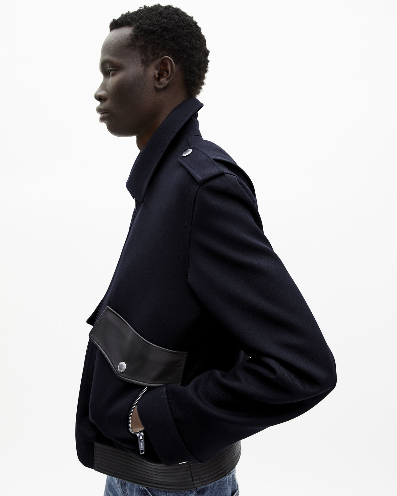 The Kooples HOMME NAVY blouson en laine bleu marine