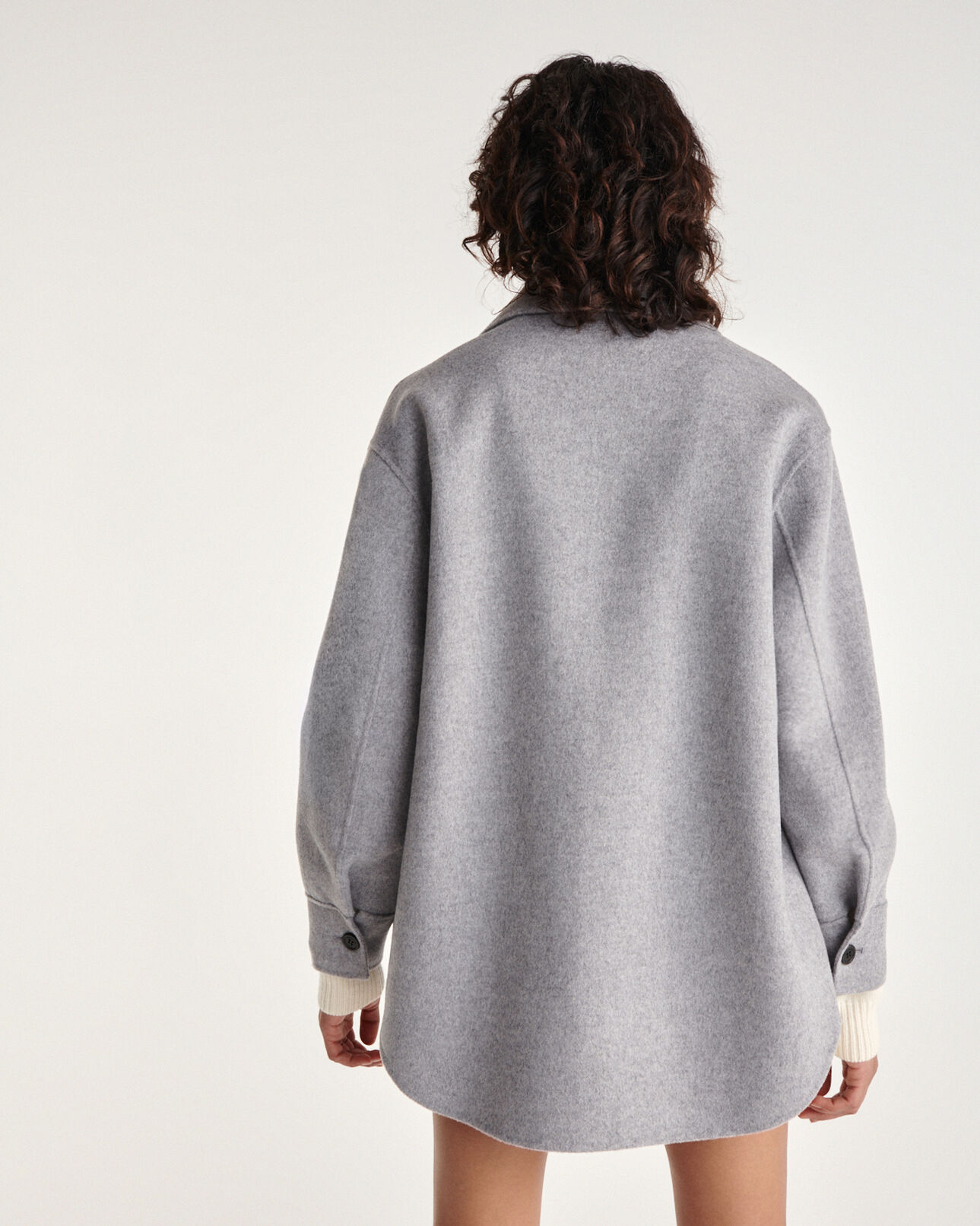 The Kooples WOMEN GREY double-faced wool light gray collar jacket