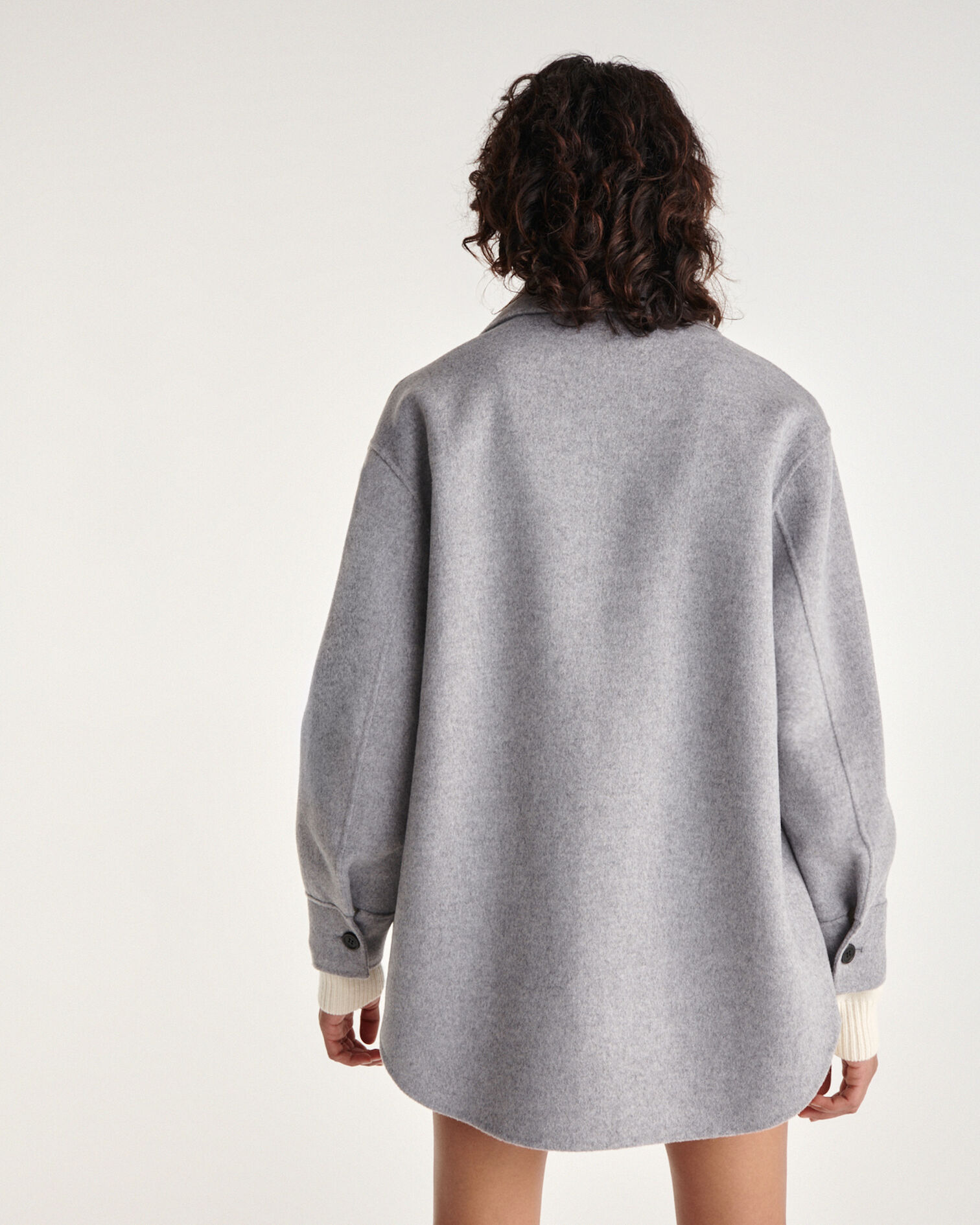 Double-faced wool light gray collar jacket, GREY, hi-res image number null