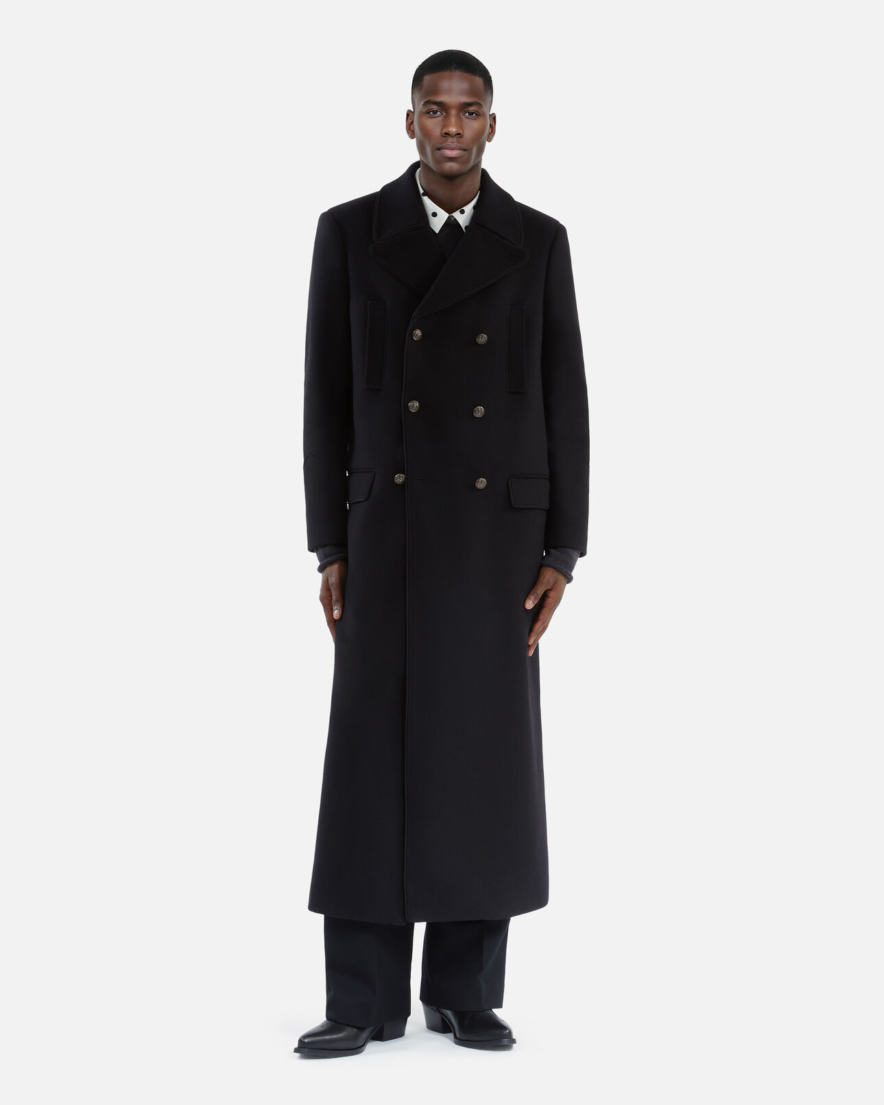 The Kooples MEN BLACK long black wool blend coat