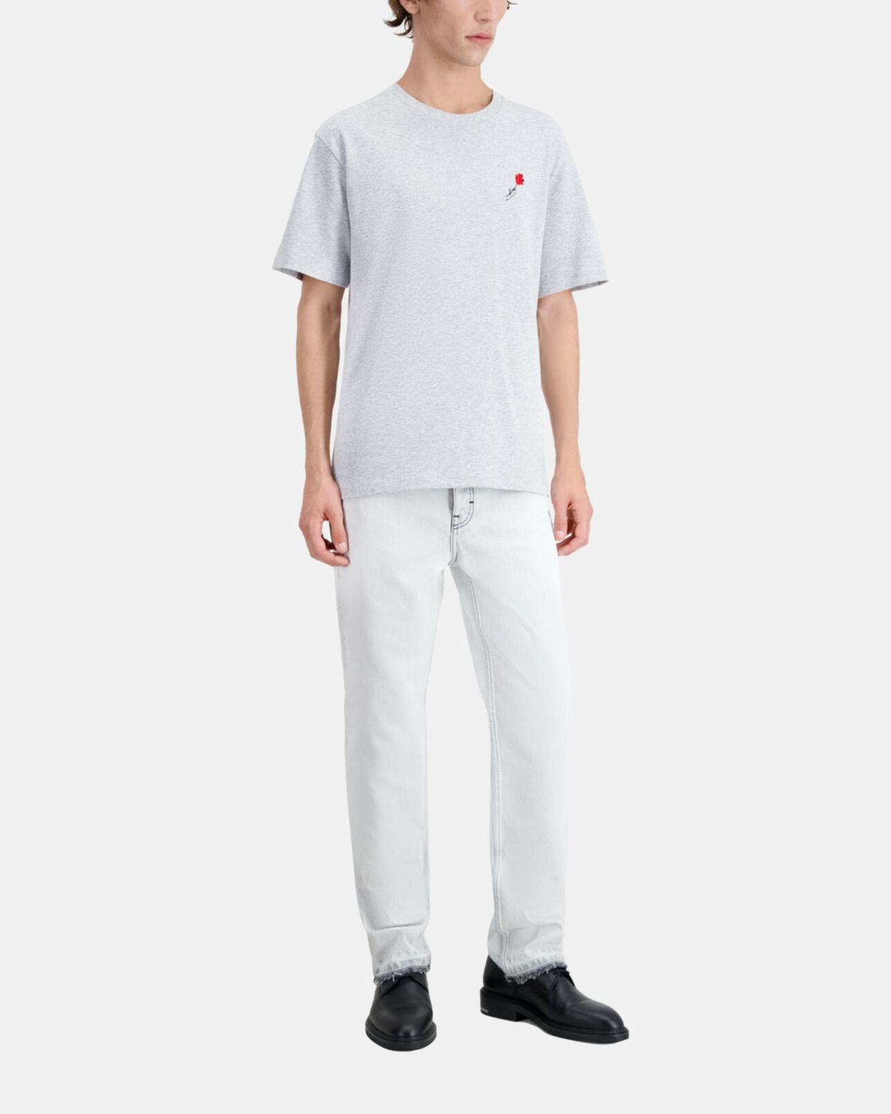 The Kooples HERREN GRIS CLAIR graues t-shirt herren mit blumen-stickerei