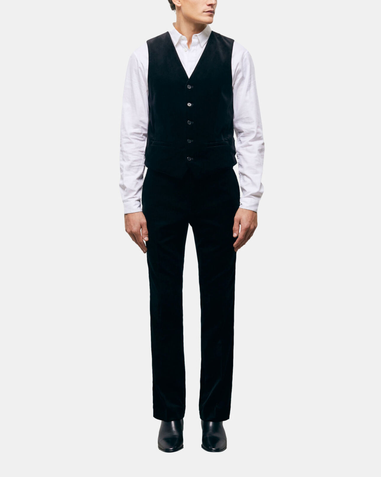 The Kooples MEN BLACK black velvet suit vest