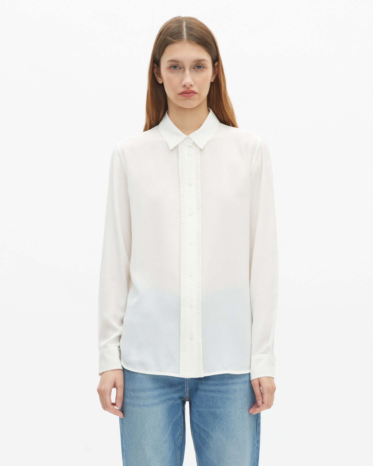 Unbleached silk shirt, ECRU, hi-res image number null