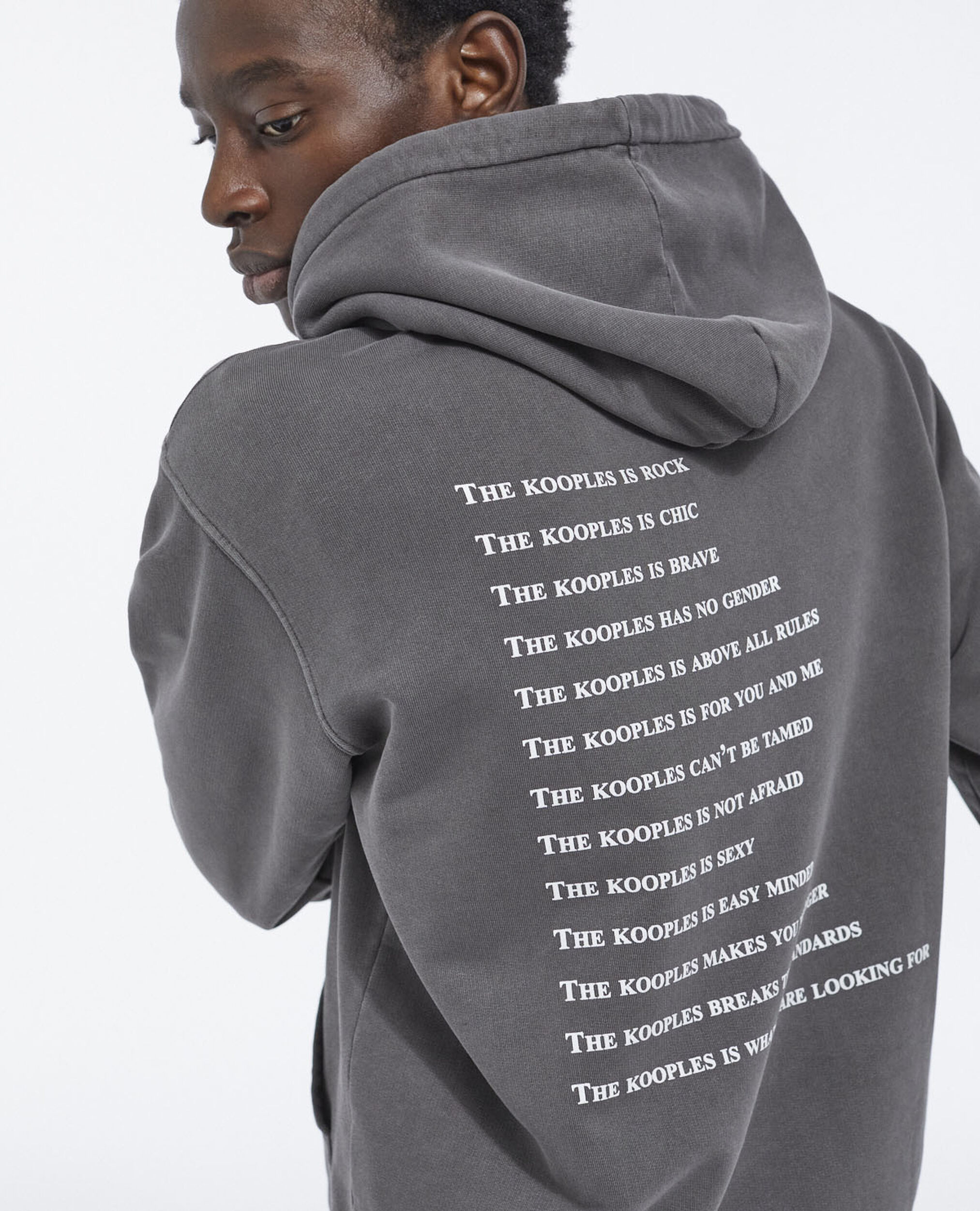 Light gray hoodie with What is print, GREY, hi-res image number null