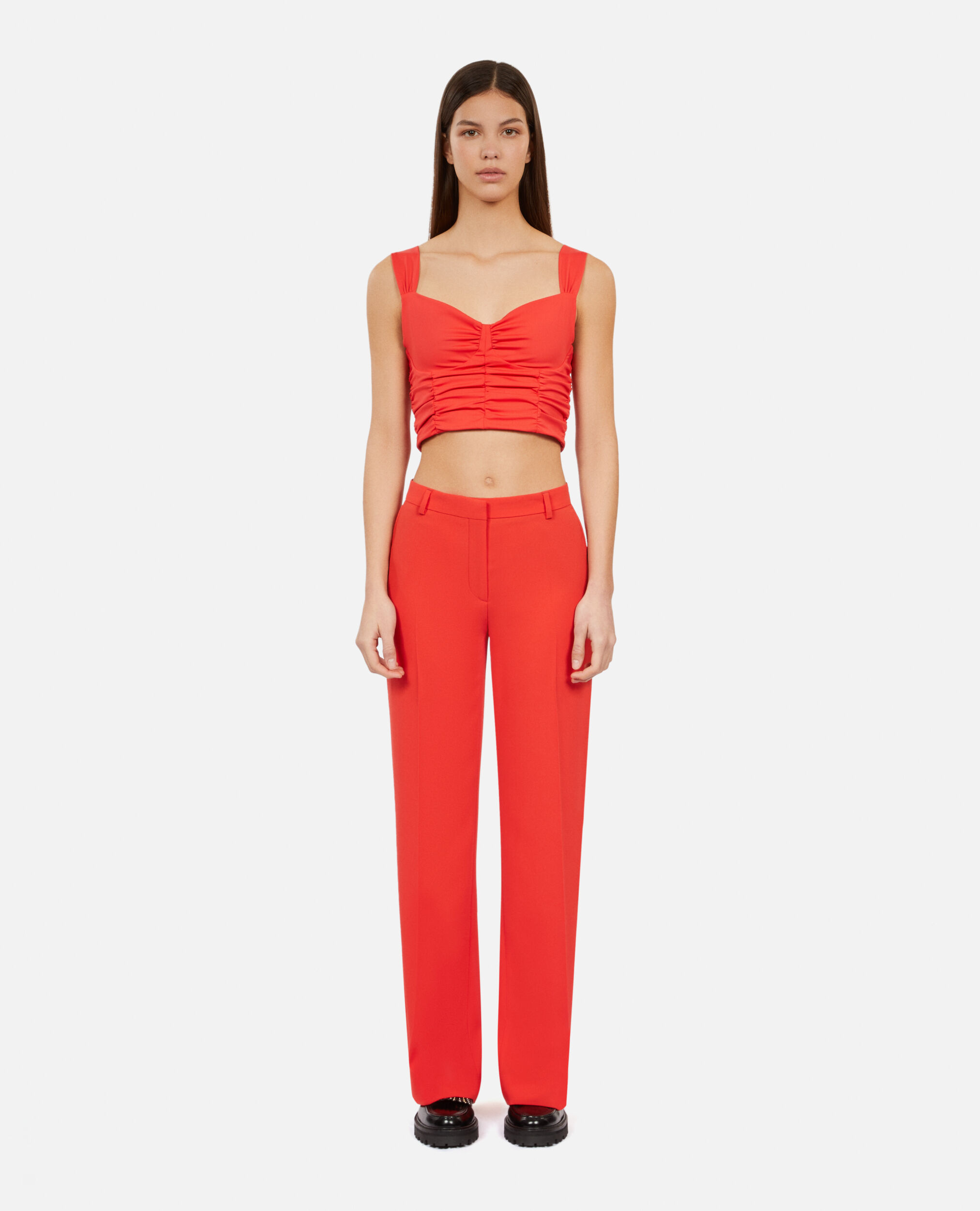 Pantalon tailleur rouge en crêpe, RED, hi-res image number null