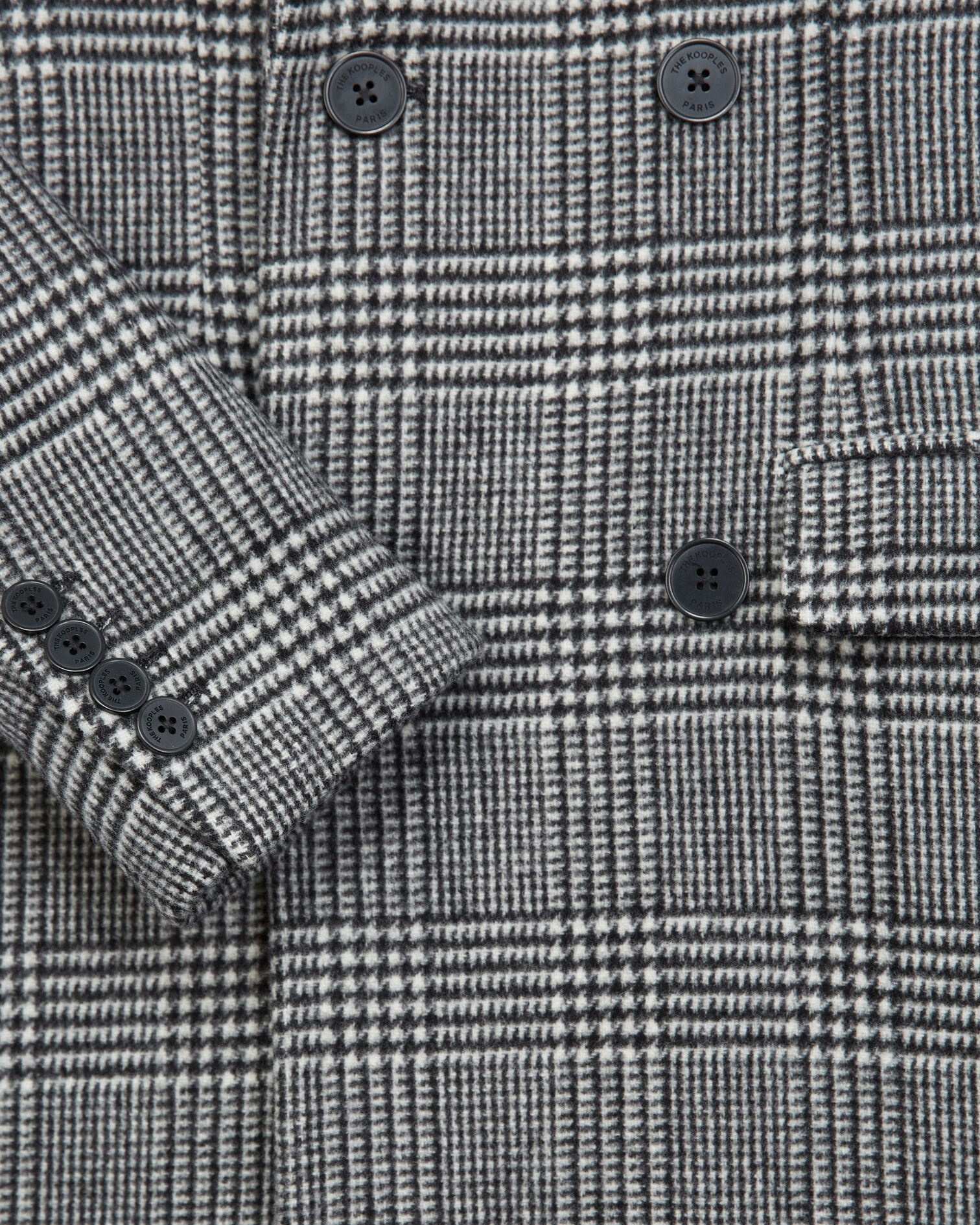 Manteau noir et blanc laine imprimée, BLACK WHITE, hi-res image number null