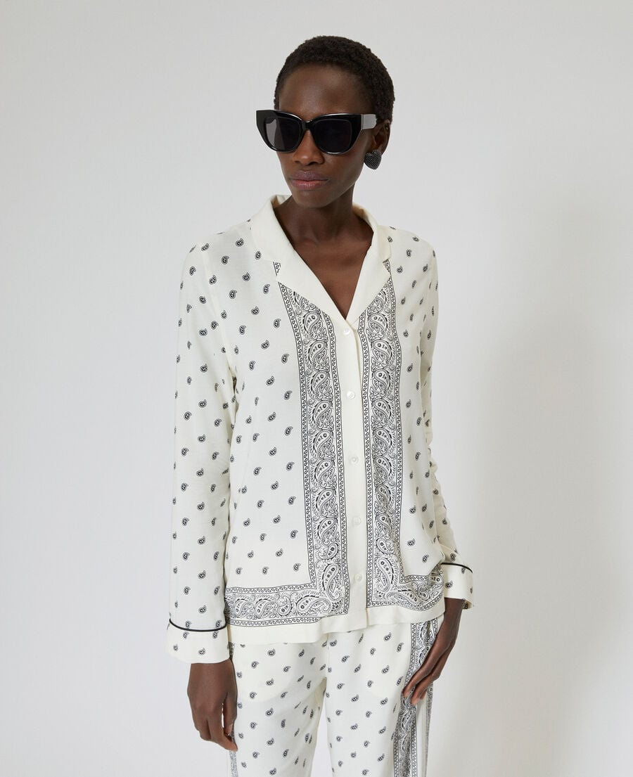 The Kooples F WHITE / BLACK ecru bandana shirt