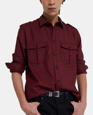 The Kooples HOMME RED / BLACK chemise col classique en laine à carreaux