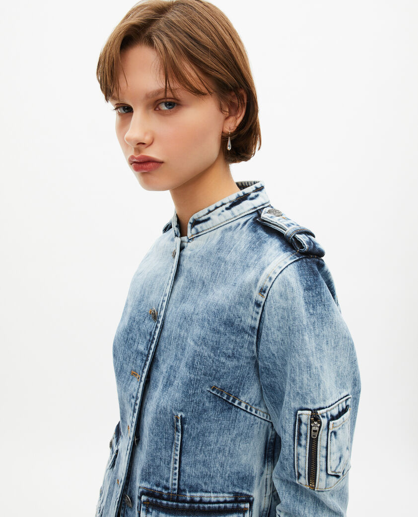 The Kooples WOMEN BABY BLUE officer-style jacket in denim
