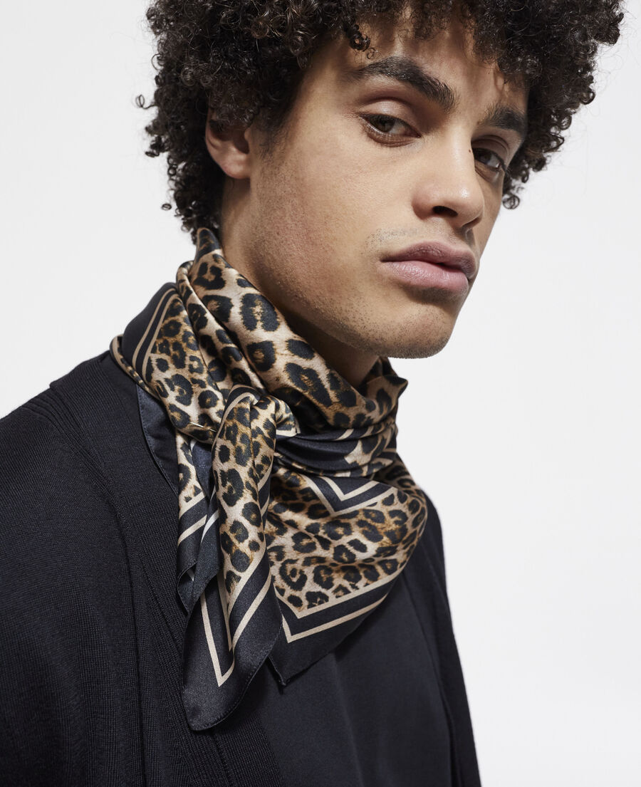 Leopard silk scarf | The Kooples - US