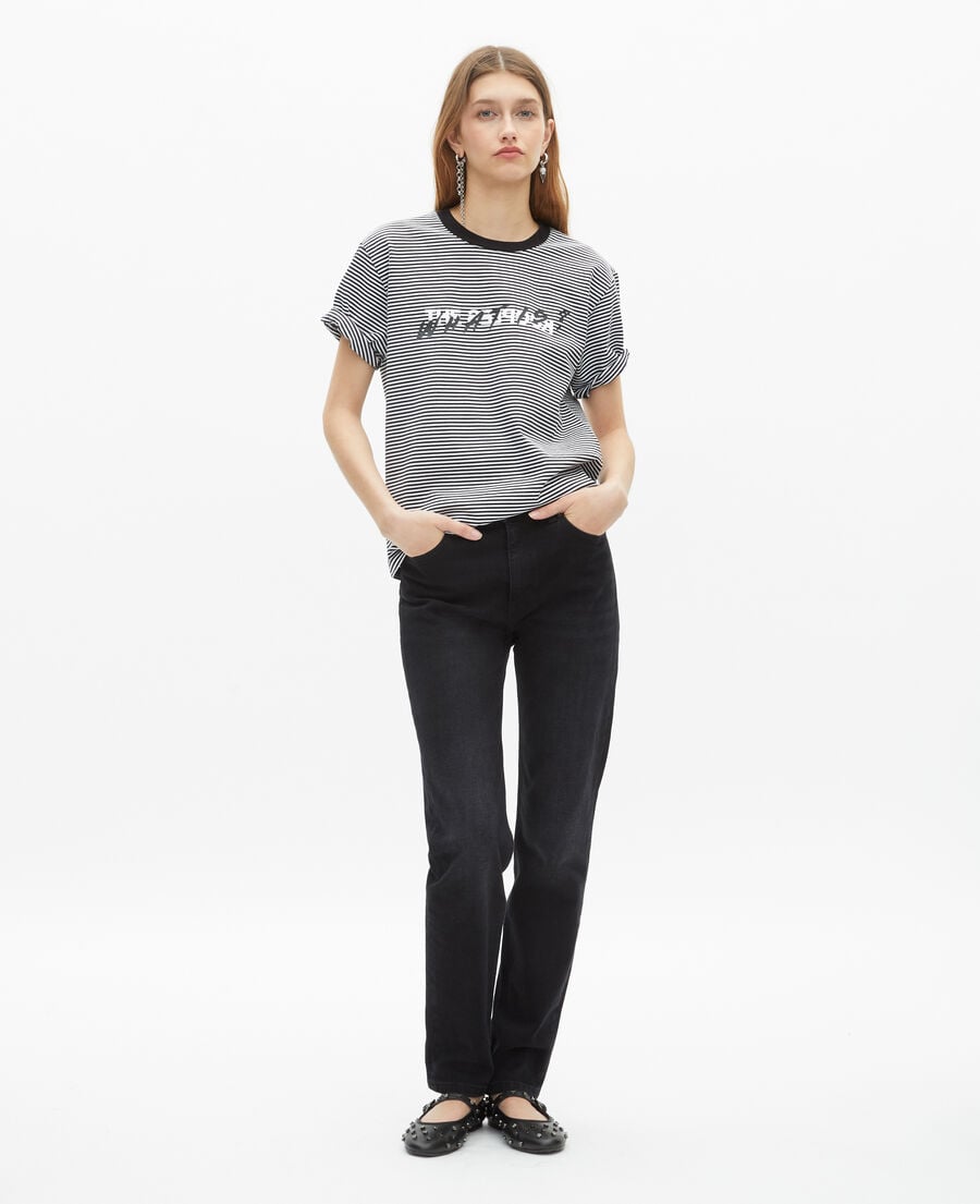 The Kooples WOMEN ECRU what is ecru striped t-shirt