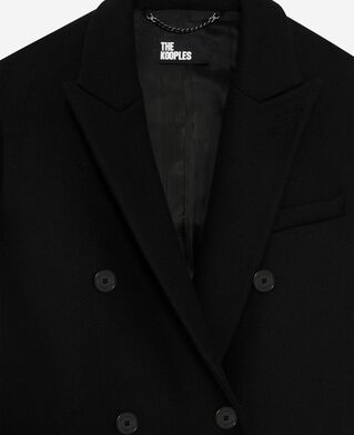 The Kooples FEMME BLACK manteau long croisé en laine noir
