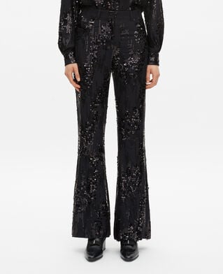 The Kooples F BLACK black sequinned flare pants