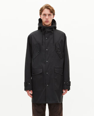 The Kooples HOMME BLACK parka à traitement déperlant à capuche noire