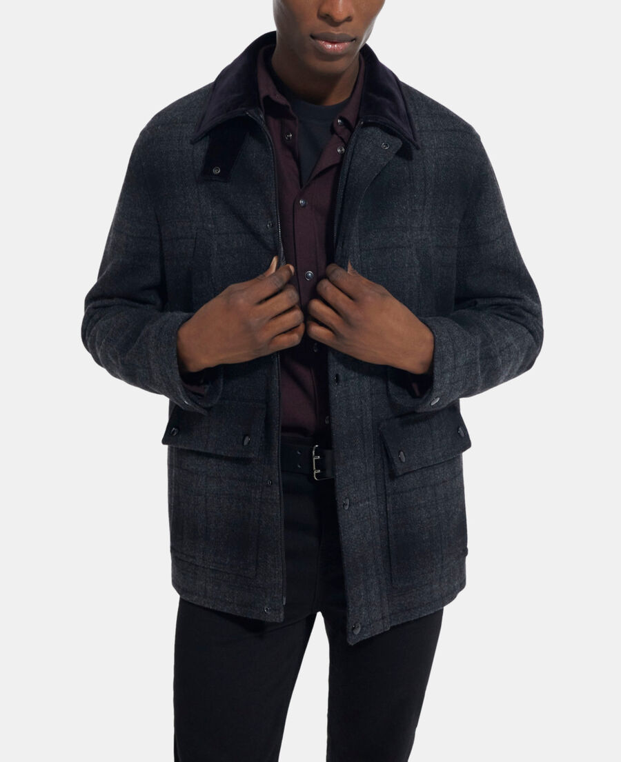 blouson à carreaux gris