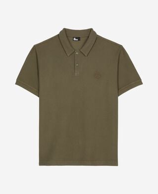 The Kooples H KAKI khaki honeycomb polo shirt with crest