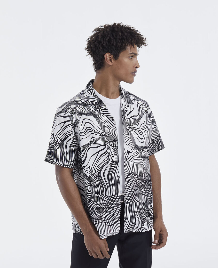 chemise col hawaïen bicolore à motifs