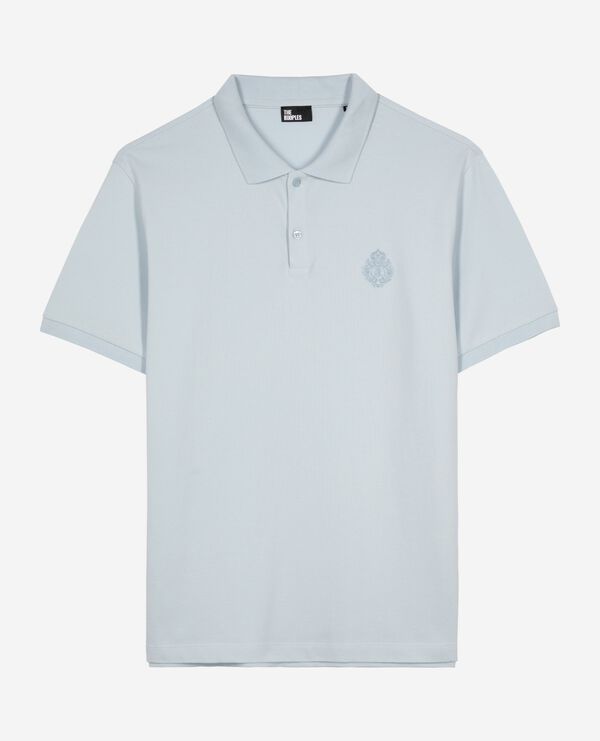 The Kooples MEN BABY BLUE piqué polo shirt with classic light blue collar