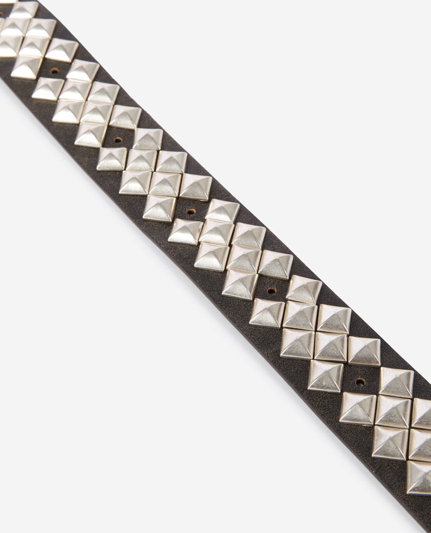 The Kooples WOMEN BROWN brown studded leather belt