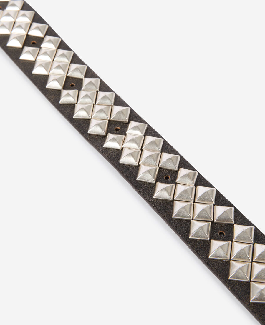 The Kooples MUJER BROWN cintur&oacute;n tachuelas piel marr&oacute;n