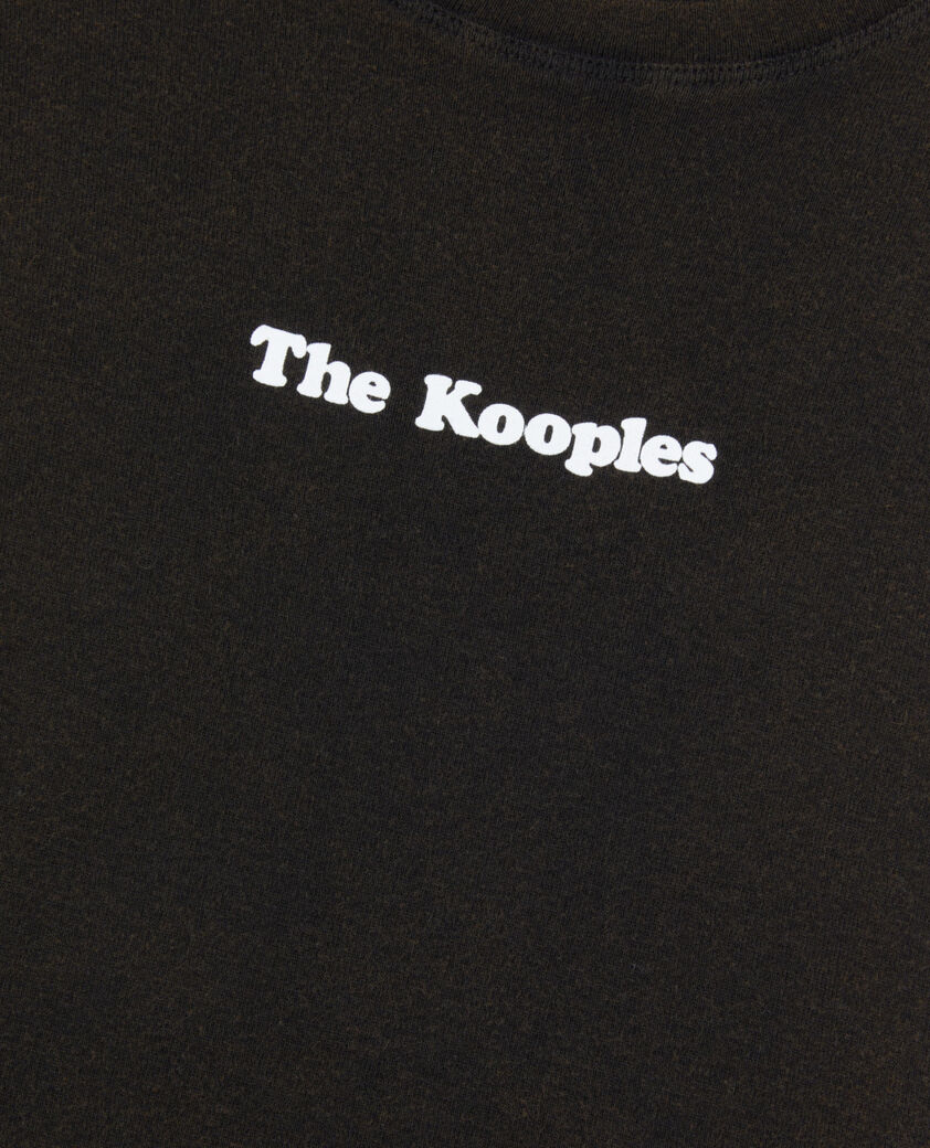 The Kooples DAMEN BROWN / BLACK dunkelbraunes t-shirt mit logo