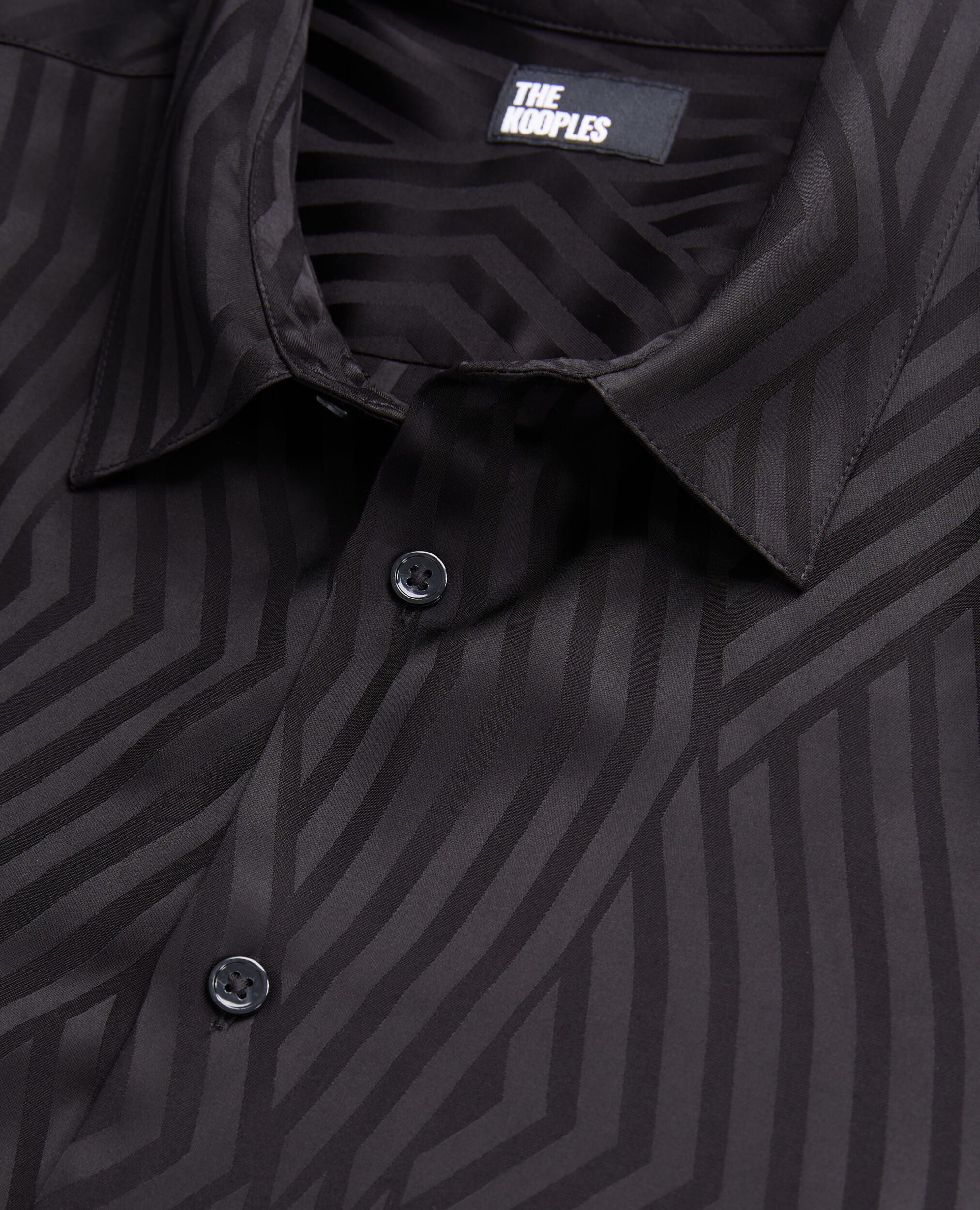 Black geometric jacquard shirt, BLACK, hi-res image number null