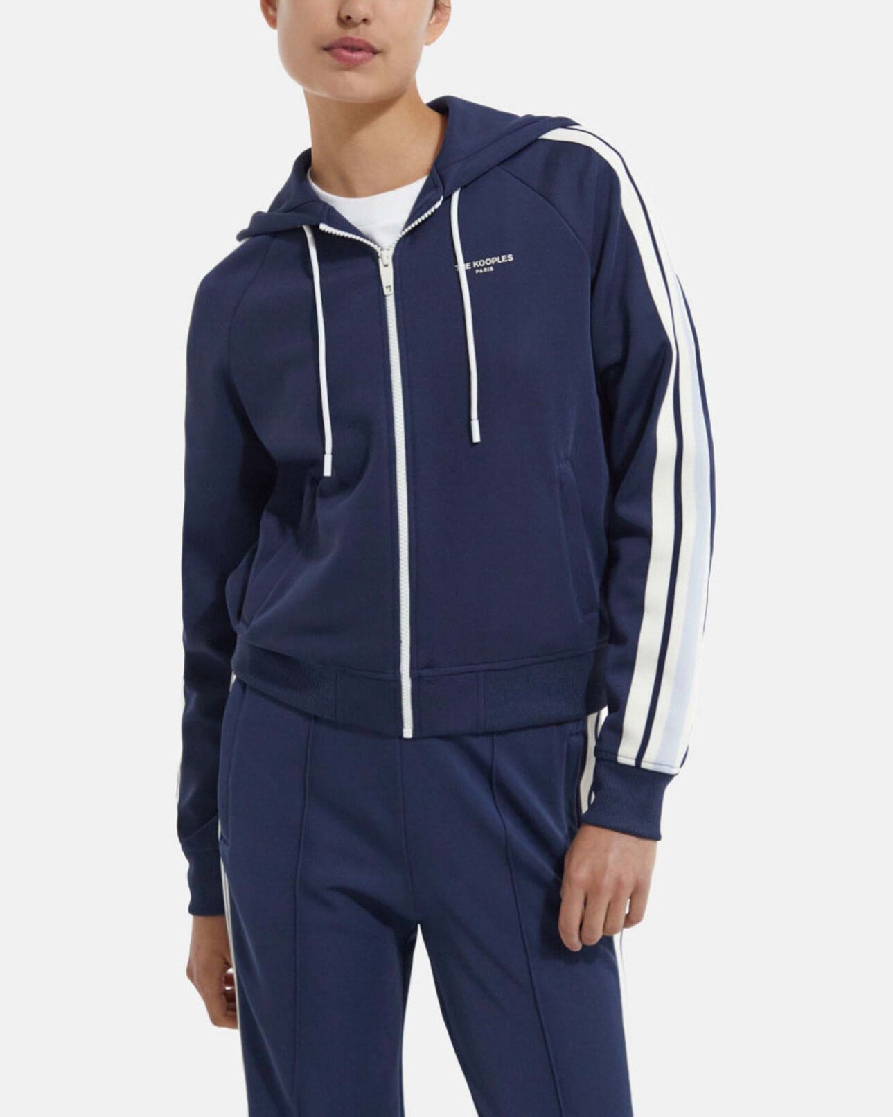The Kooples WOMEN NAVY navy blue zip-up sweatshirt