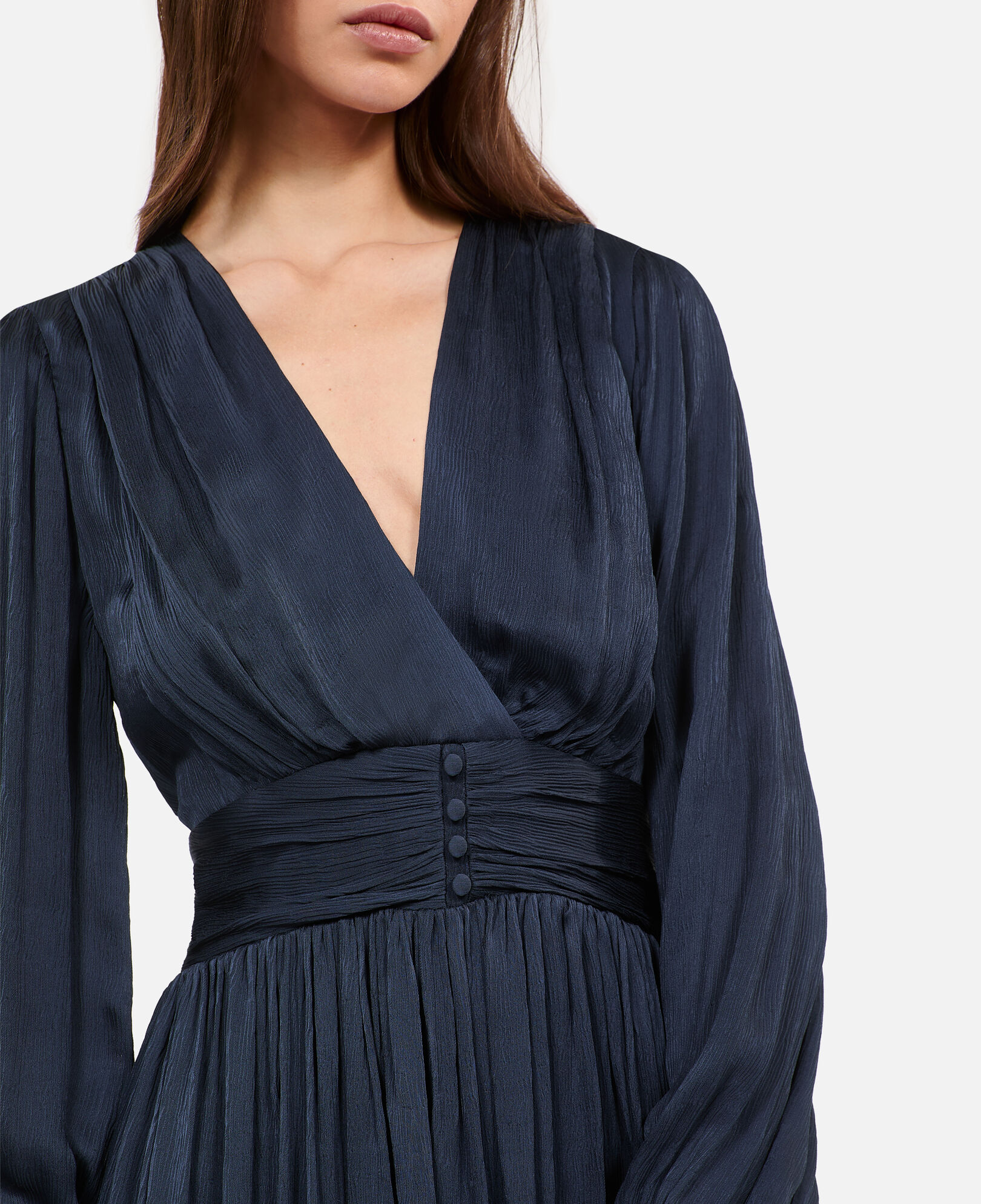The Kooples WOMEN DARK NAVY navy blue crinckle short dress