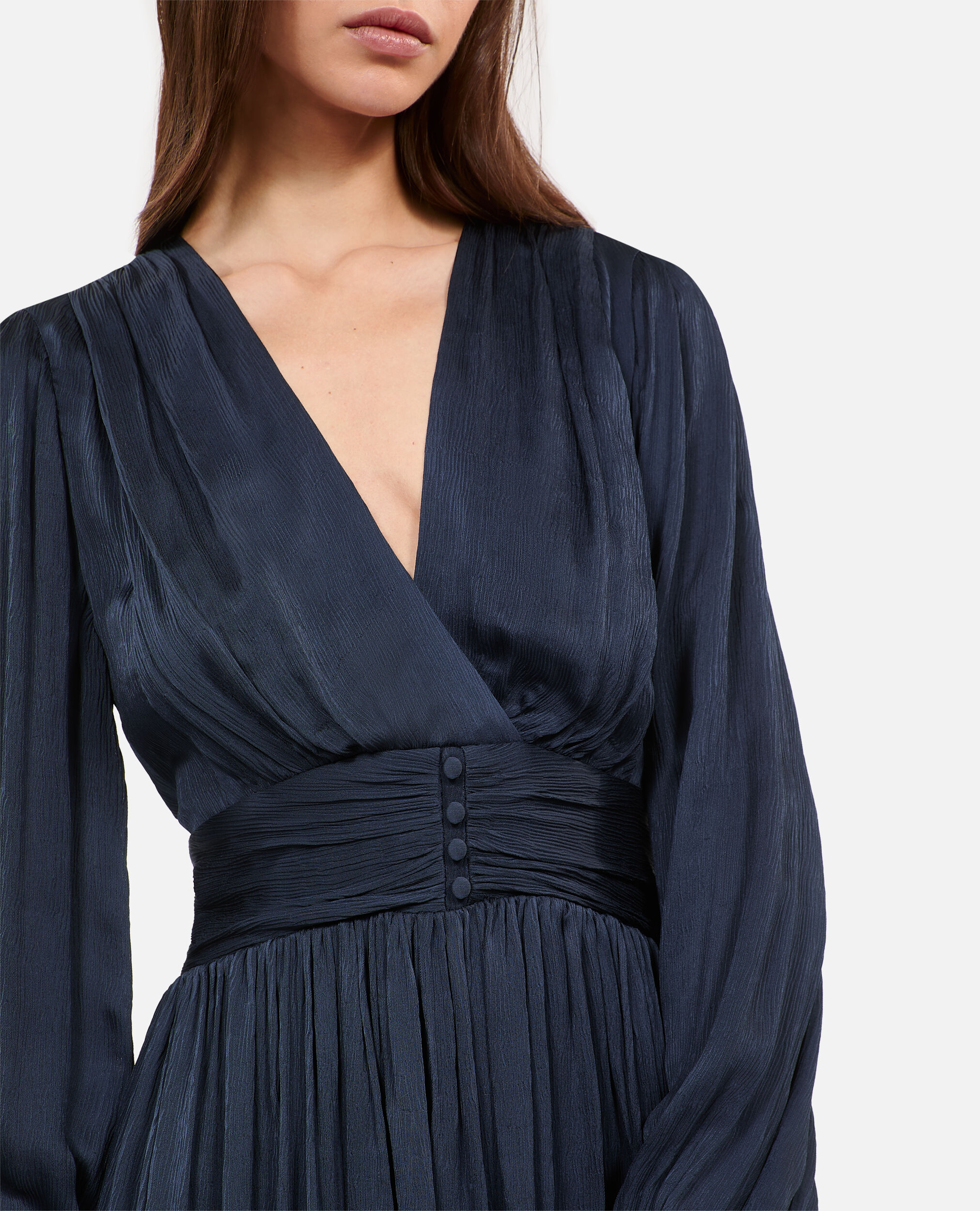 Navy blue crinckle short dress, DARK NAVY, hi-res image number null