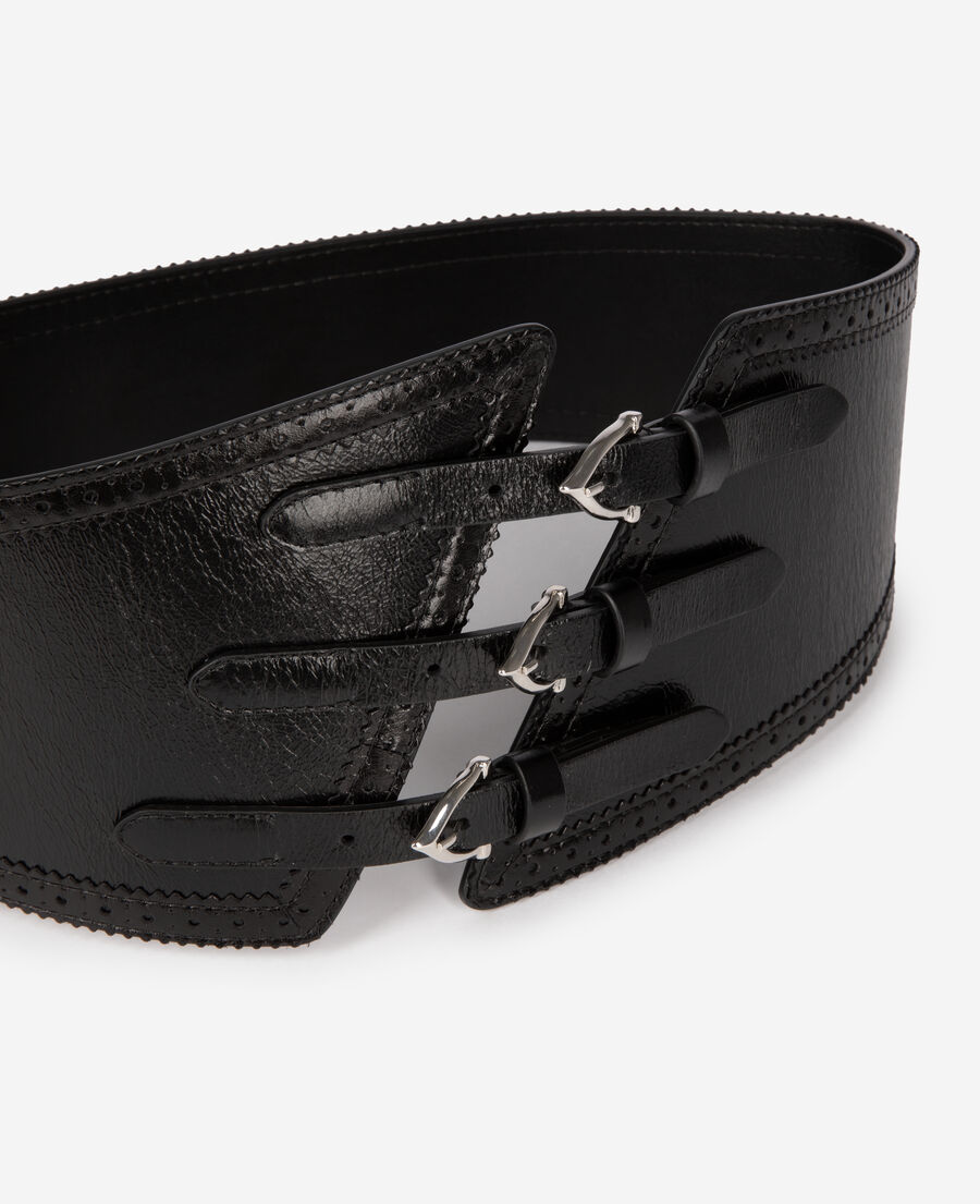 The Kooples MUJER BLACK cinturón corsé piel negro hebillas
