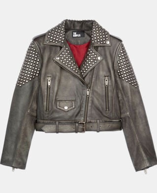 The Kooples F BLACK studded black leather jacket