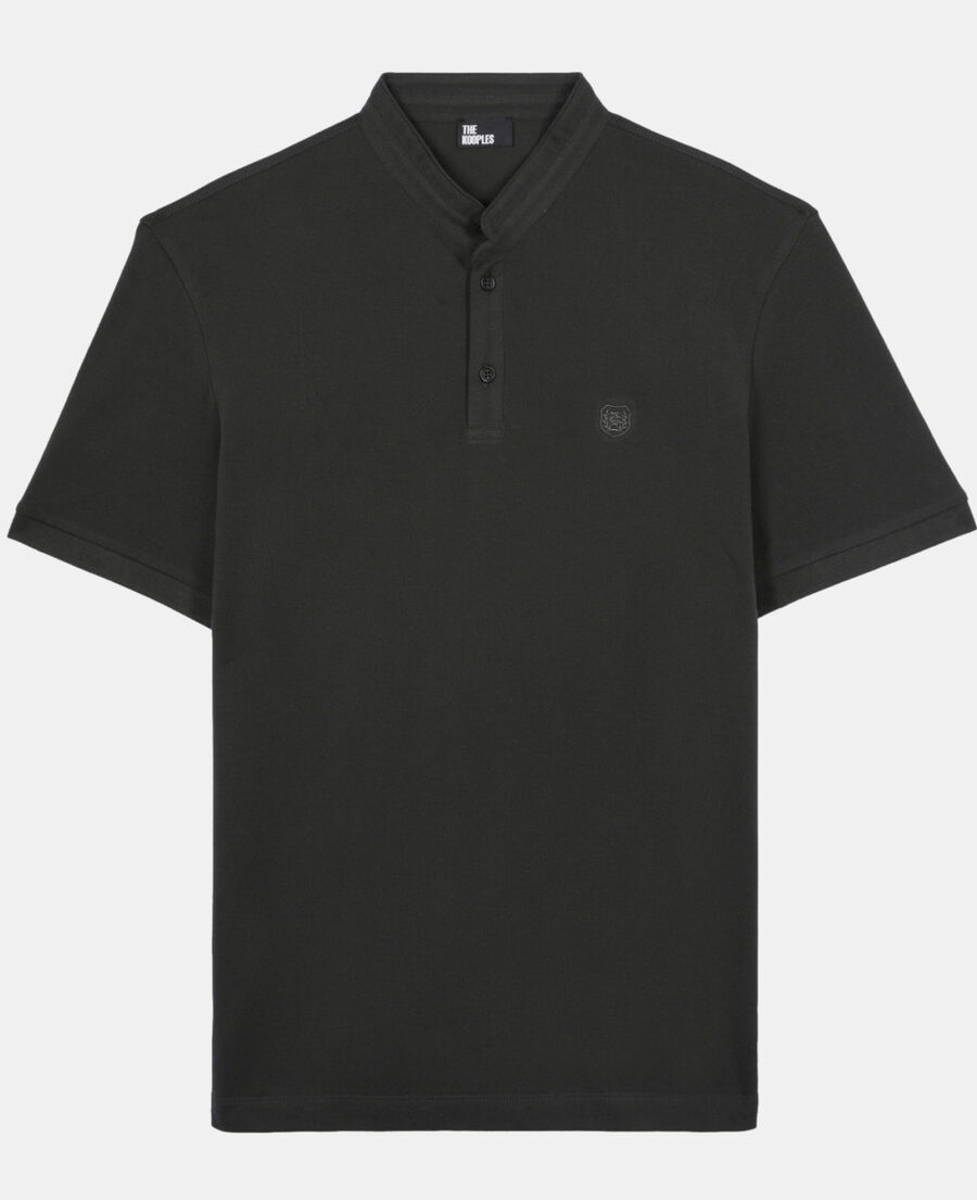 The Kooples HOMME BLACK-ORANGE polo en coton piqu&eacute; gris fonc&eacute;