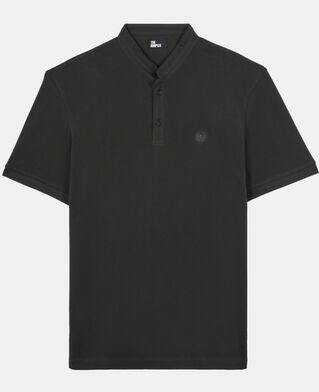 The Kooples HOMME BLACK-ORANGE polo en coton piqu&eacute; gris fonc&eacute;