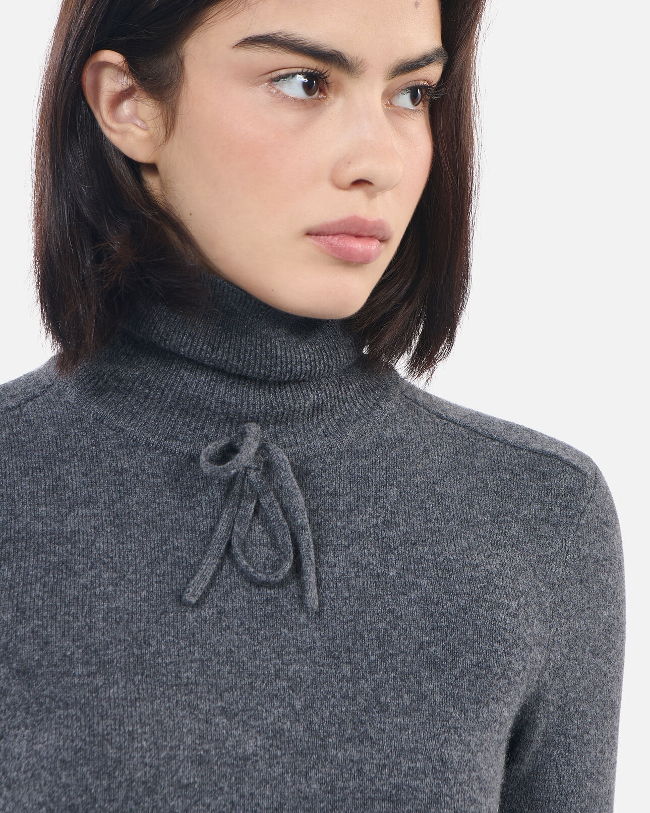 The Kooples WOMEN ANTHRACITE MELANGE grey cashmere sweater