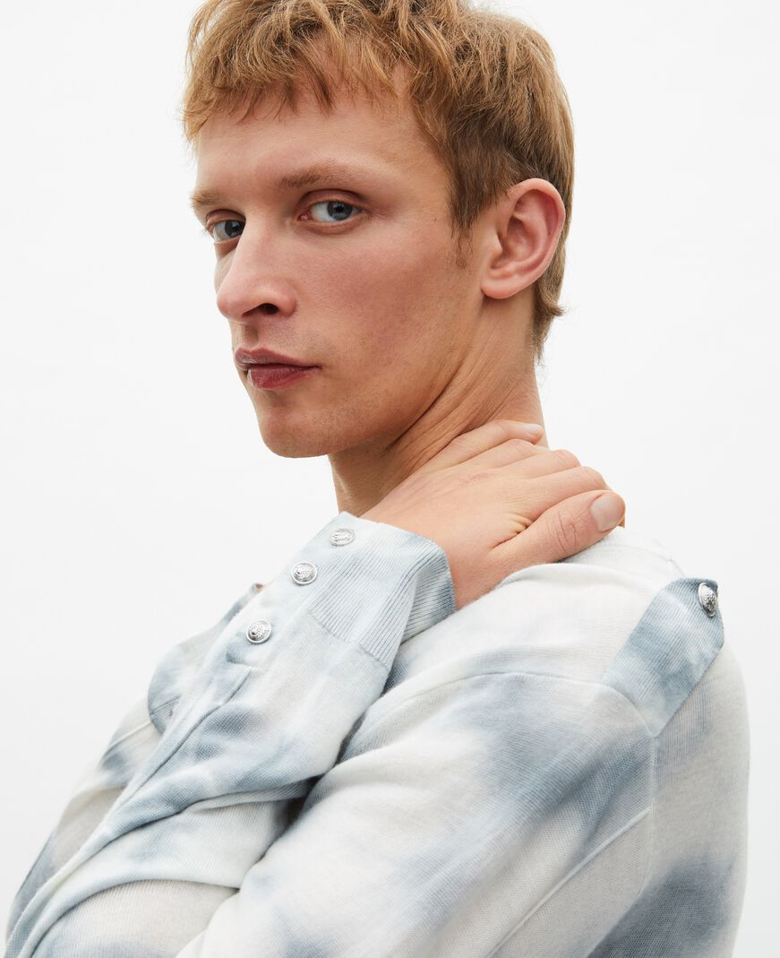 The Kooples H LIGHT BLUE/WHITE blue tie and dye merino wool sweater