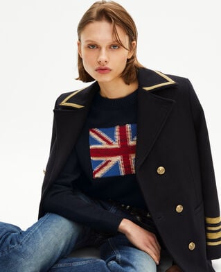 The Kooples FEMME NAVY pull drapeau anglais en coton marine