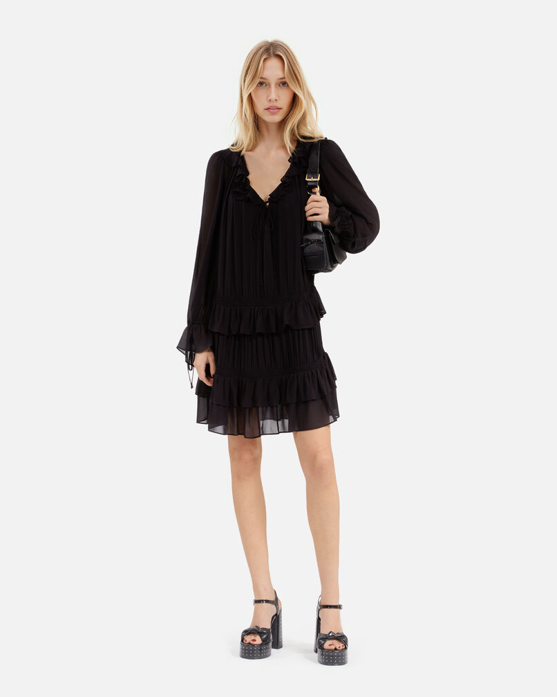 The Kooples WOMEN BLACK STONE short black dress