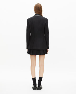 The Kooples FEMME BLACK veste à rayures tennis en laine mélangée noire