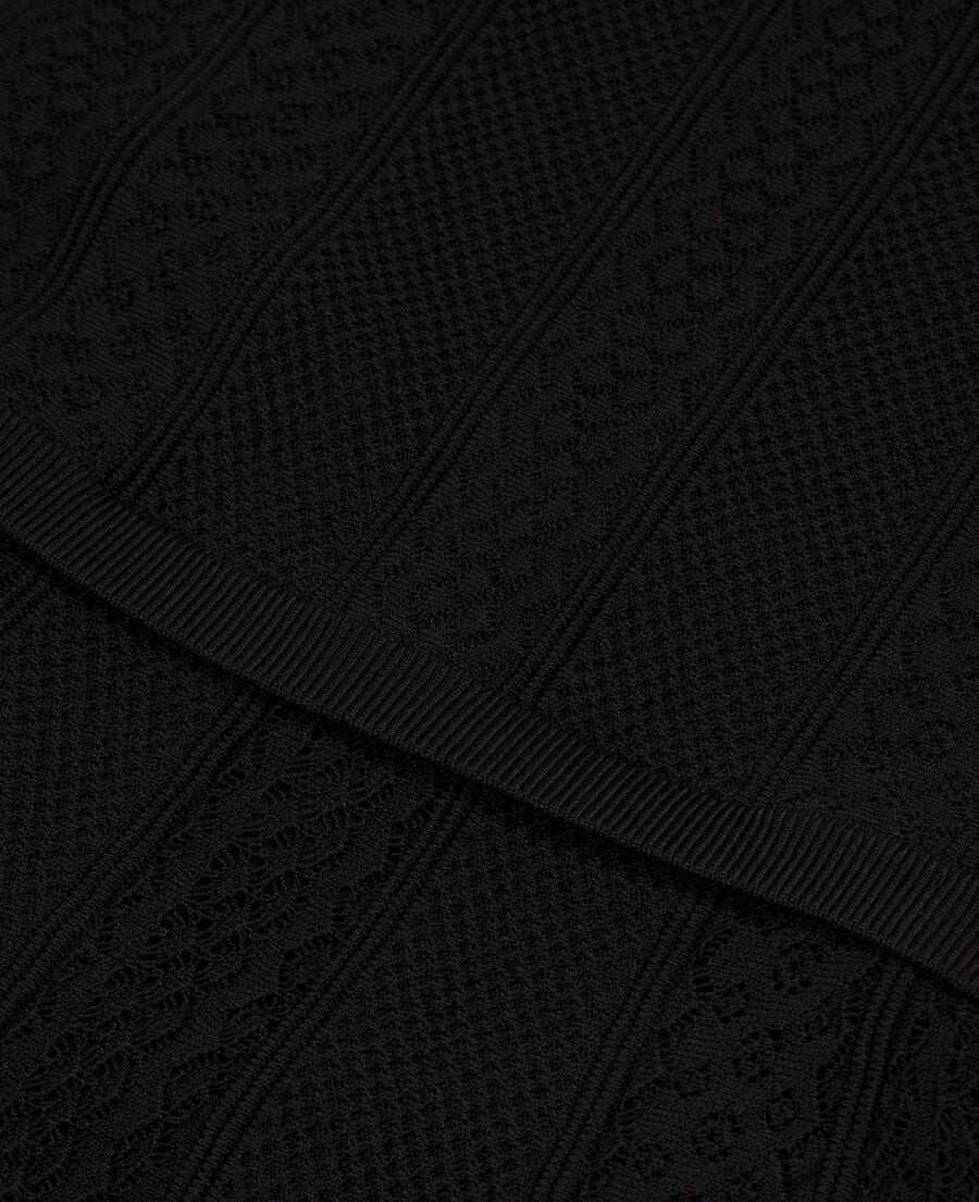 The Kooples DAMEN BLACK kurzes, schwarzes strickkleid mit ajour-details