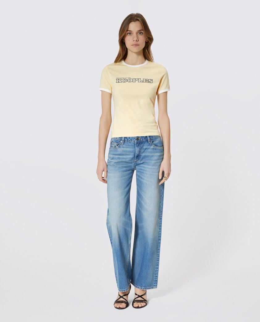 The Kooples FEMME LIGHT YELLOW t-shirt avec logo strass&eacute; jaune