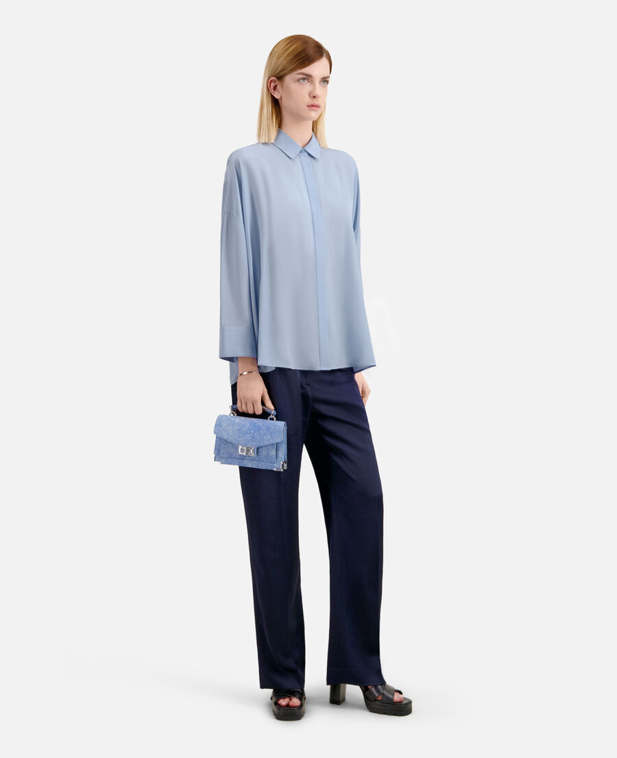 loose blue shirt in washed silk
