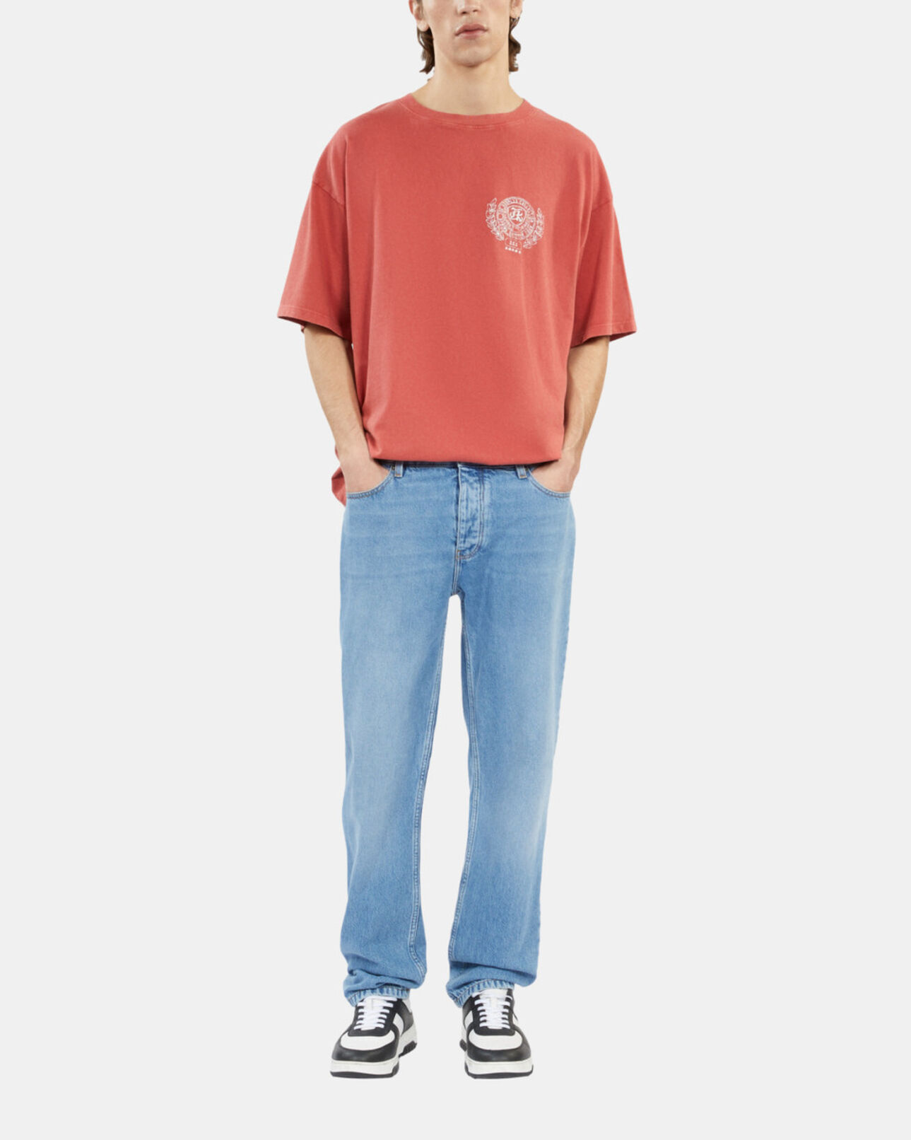 The Kooples HOMBRE RED BRIQUE camiseta roja serigrafía blason