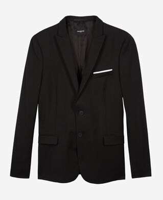 The Kooples HOMME BLACK veste de costume à pochette en laine noire 