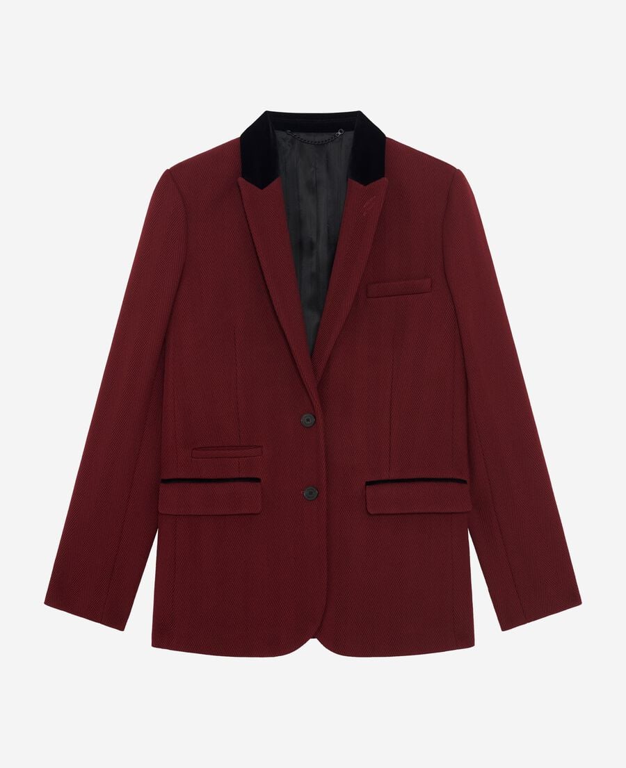 The Kooples DAMEN WINE RED jacke mit samtkragen in bordeaux
