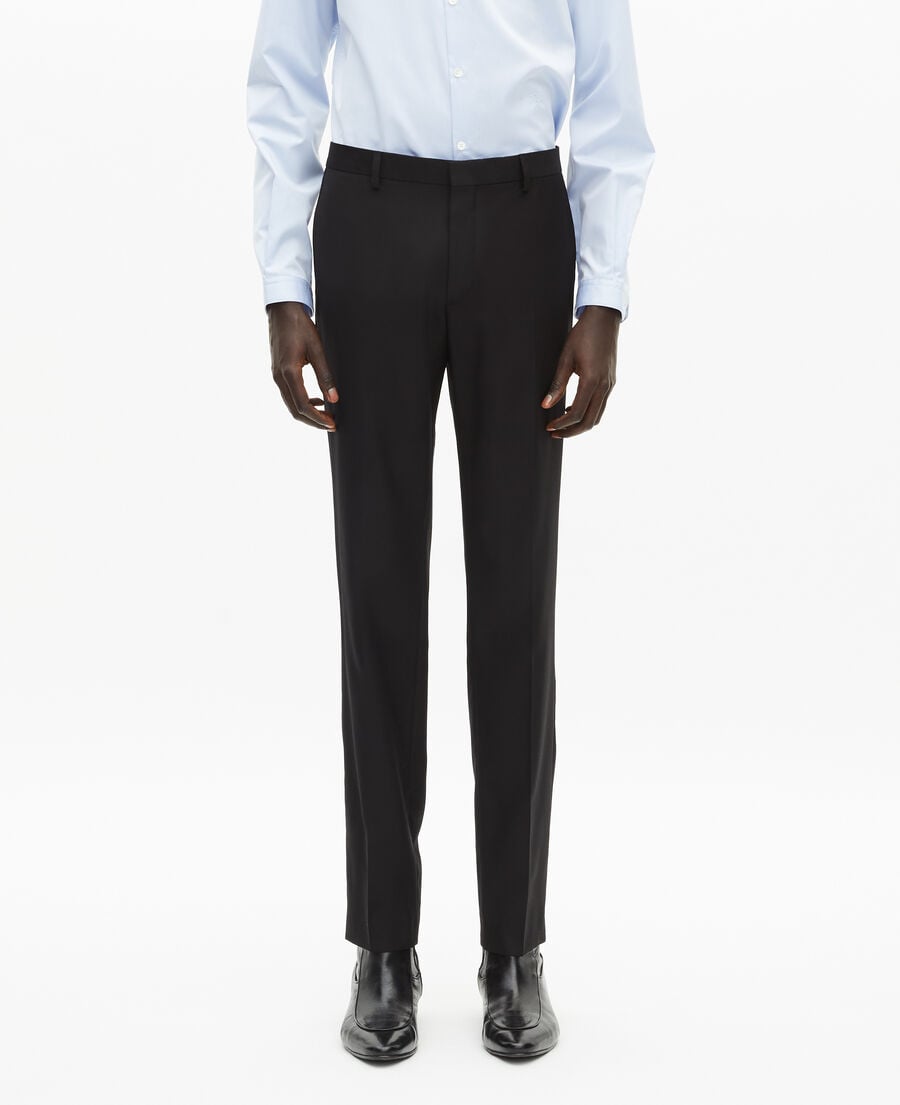 The Kooples HOMME BLACK pantalon de costume en laine ajusté noir