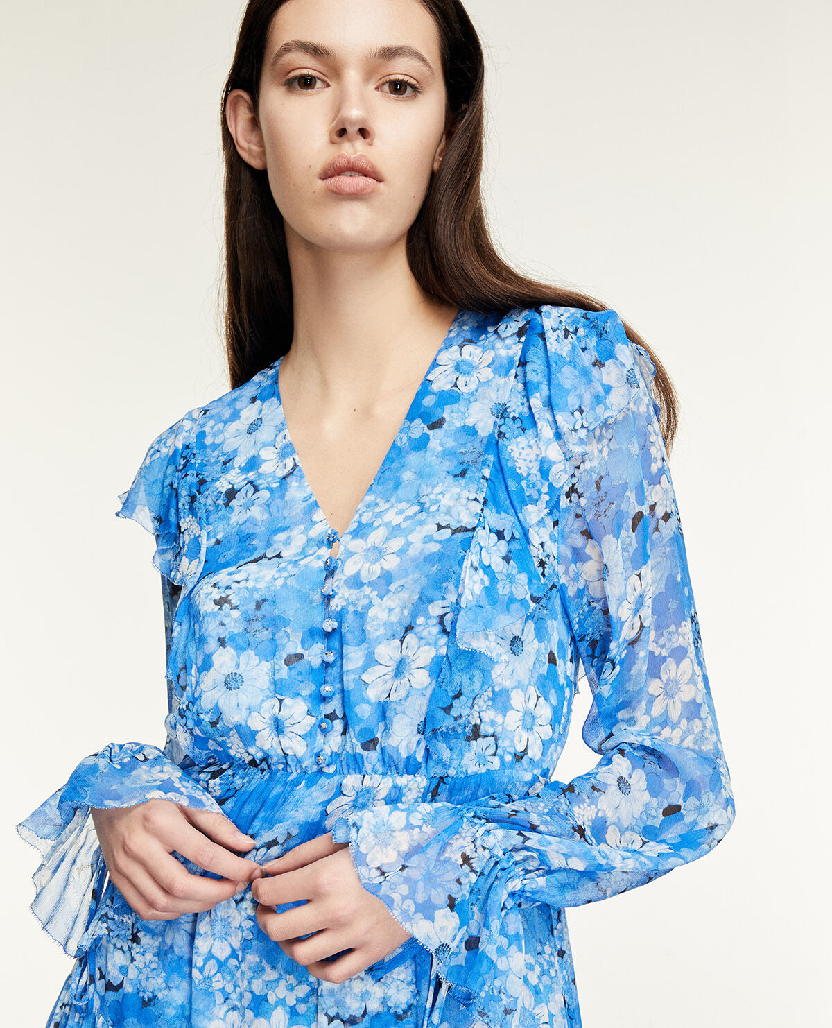 The kooples long floral top wrap dress