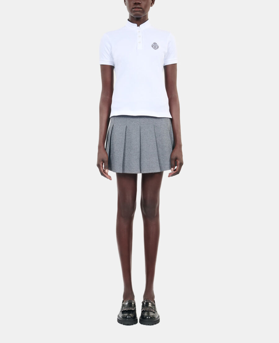 The Kooples F WHITE white piqu&eacute; cotton polo t-shirt